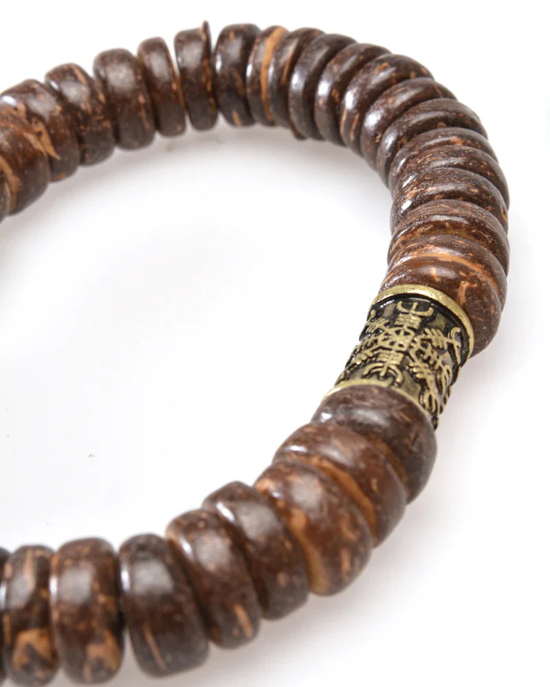 Ægishjálmur Bronze Wristband with Coconut Beads