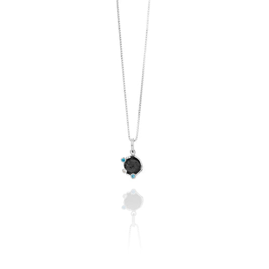 SIGN Necklace Lava Stone with Cubic Zirconia (Small)