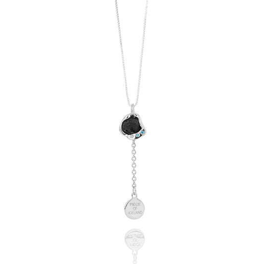 SIGN Necklace Grimsvötn Lava Stone with Cubic Zirconia