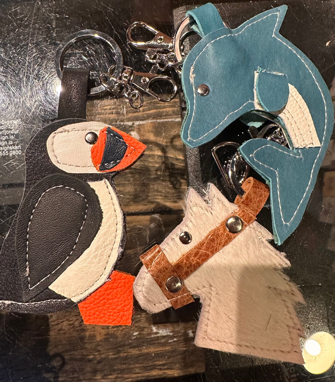 Keychain puffin horse dolphin