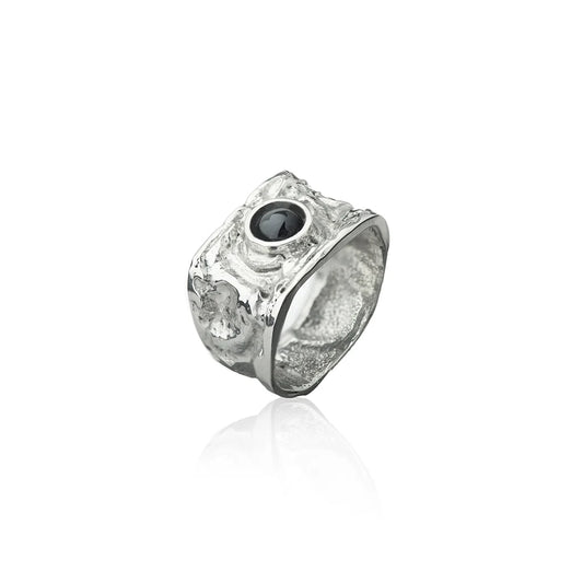 SIGN Ring Silver with Lava Pearl