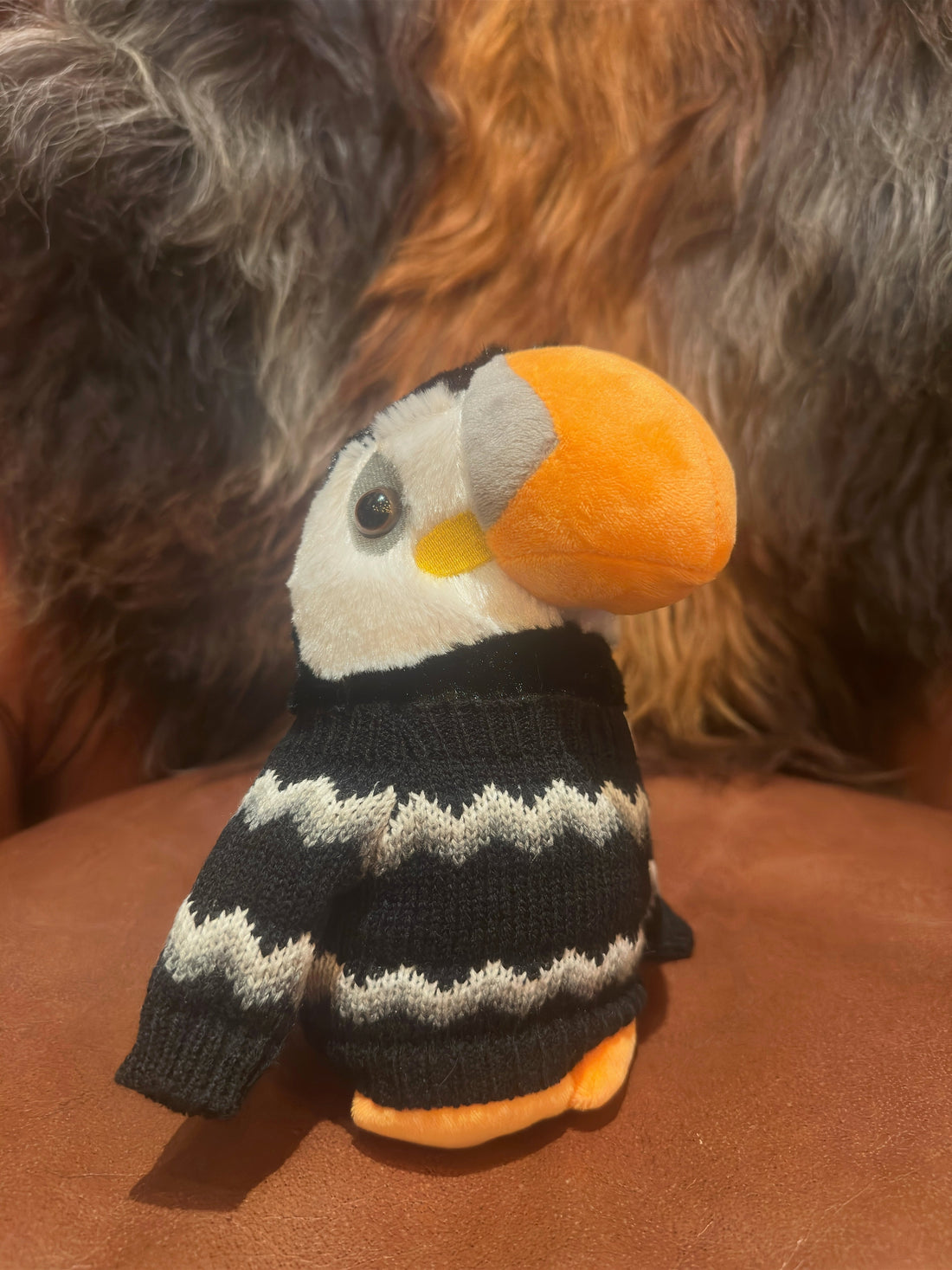 Large Puffin In Wool Sweater 20 cm - A Memory From Iceland