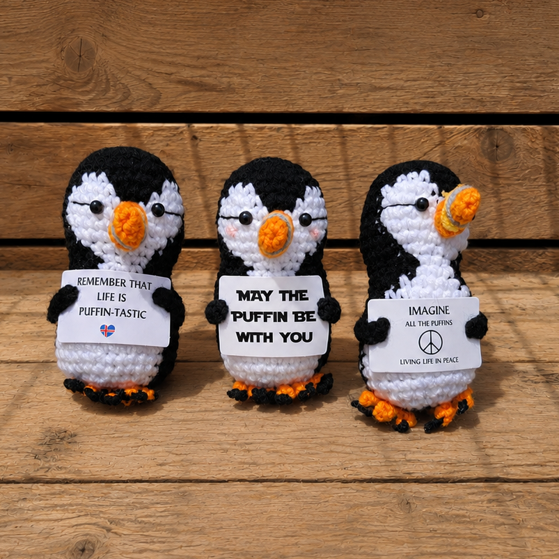 Positive Puffin With Sign - Remember Iceland