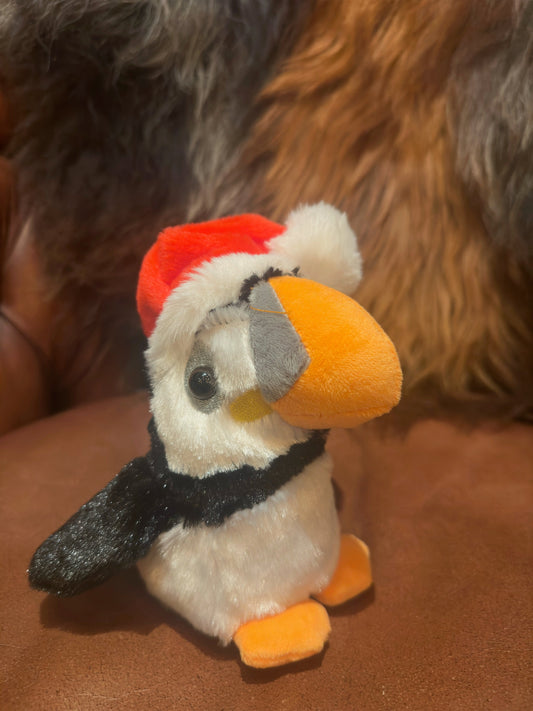 Medium Puffin With Christmas Hat - A Memory From Iceland