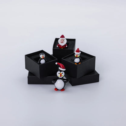 Glass Puffin With Christmas Hat (Large) - Atlason