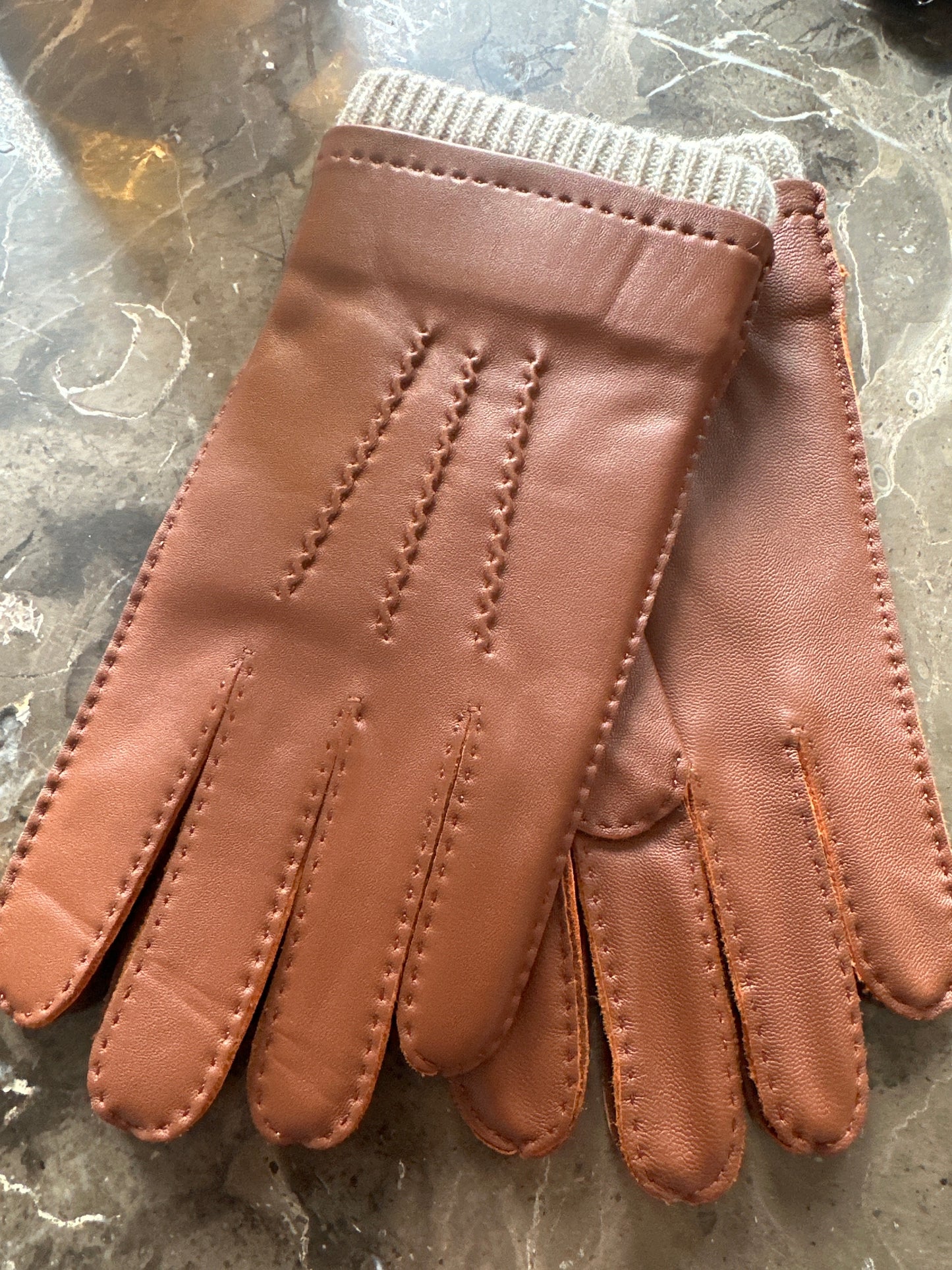 Gloves Mamma Reykjavík Mens Cognac with lines