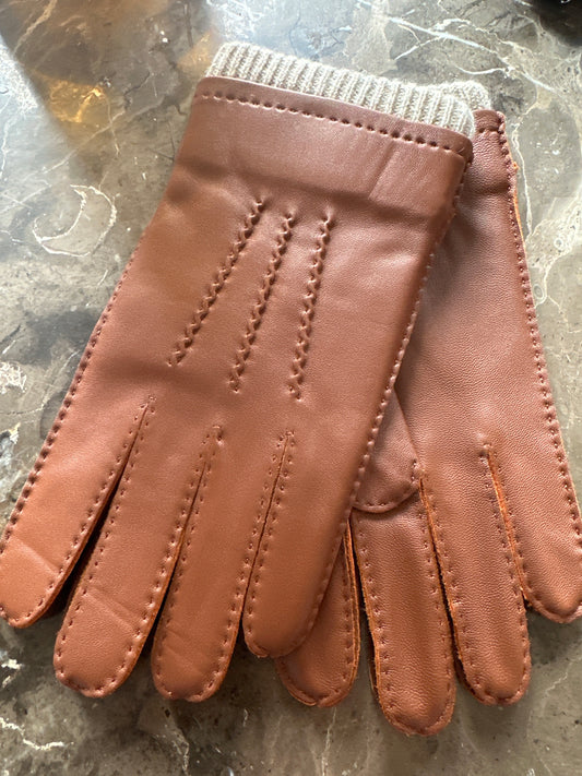 Gloves Mamma Reykjavík Mens Cognac with lines