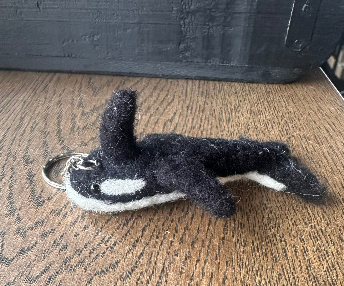 Handmade wool orca