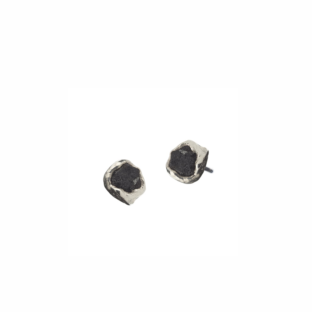 SIGN Earring Lava Stone in Silver Crater