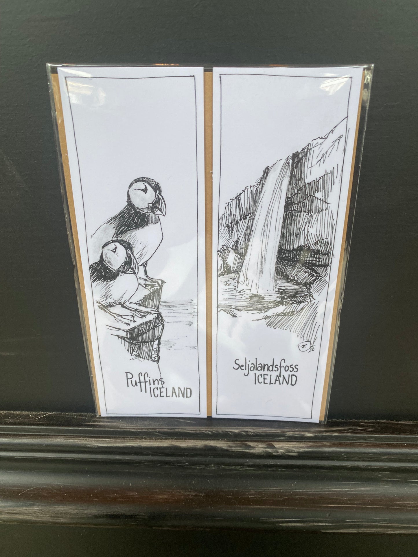 Bookmark Puffins + Seljalandsfoss - Jana Tomanová