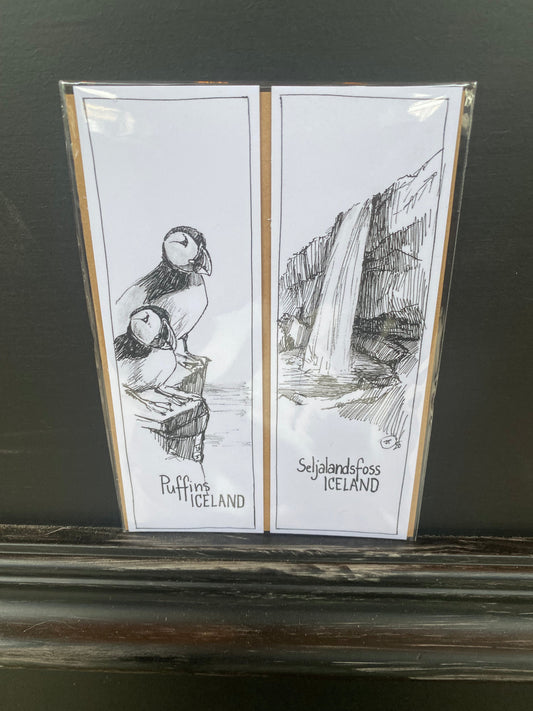 Bookmark Puffins + Seljalandsfoss - Jana Tomanová