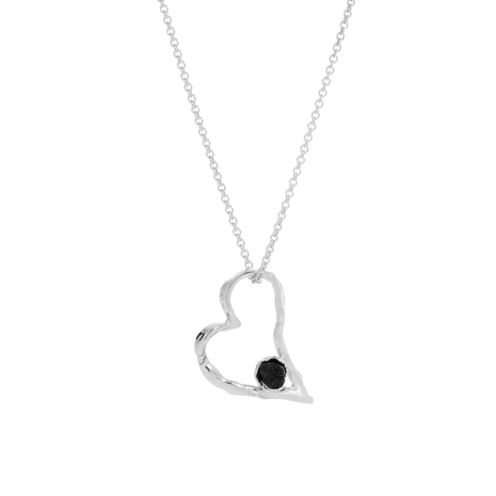 SIGN Necklace Heart with Lava Stone (Large)