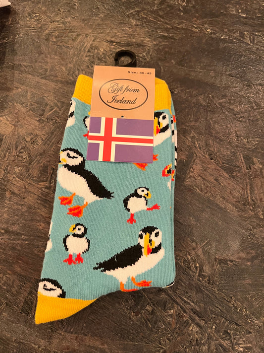 Socks Puffins Turquoise - Gift from Iceland