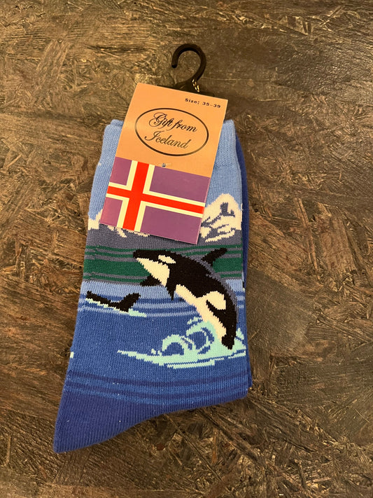 Socks Whales Blue - Gift from Iceland