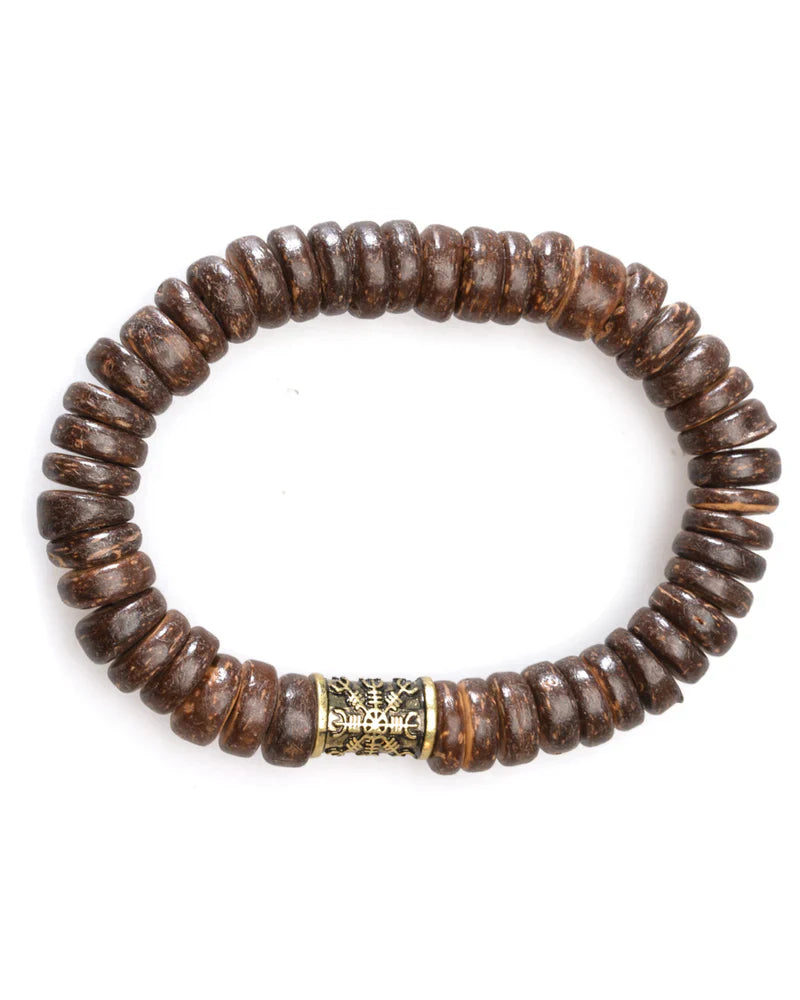 Ægishjálmur Bronze Wristband with Coconut Beads