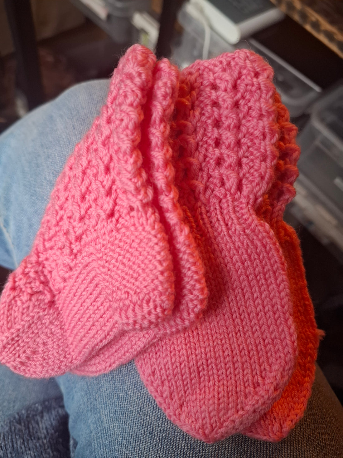 Handmade children socks and mittens
