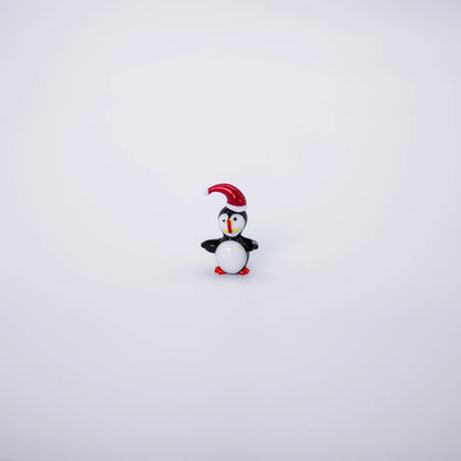 Glass Figurine Puffin With Christmas Hat (Small) - Atlason